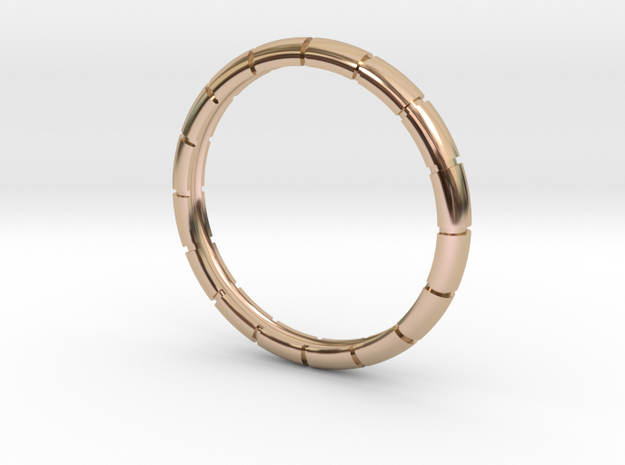 Traditional Ribbed Bracelet in 14k Rose Gold Plated Brass