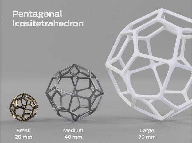 Pentagonal Icositetrahedron in White Processed Versatile Plastic: Large