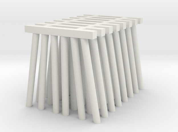 Medium Piers for Trestle N (1:160) Six Piles 8x in White Natural Versatile Plastic