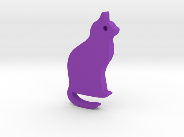 Cat II Silhouette Keychain in Purple Processed Versatile Plastic