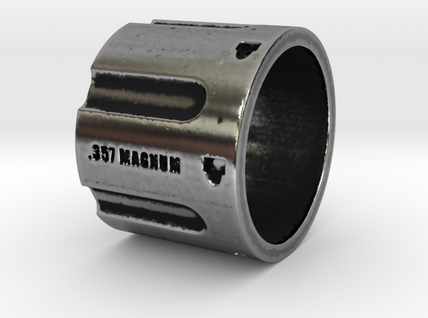 357 Magnum Cylinder Ring, 6 shot, Ring Size 9 in Antique Silver