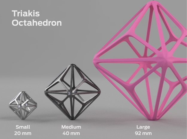Triakis Octahedron in Pink Processed Versatile Plastic: Large