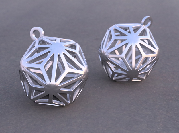 Triakis Icosahedron Earrings in Rhodium Plated Brass