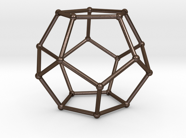 Thin Dodecahedron with spheres in Polished Bronze Steel