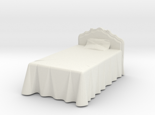Miniature Victorian Bed 1:48 in White Natural Versatile Plastic: 1:48 - O