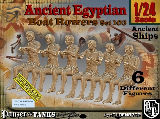 1/24 Ancient Egyptian Boat Rowers Set103 in White Natural Versatile Plastic