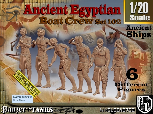 1/20 Ancient Egyptian Boat Crew Set102 in White Natural Versatile Plastic