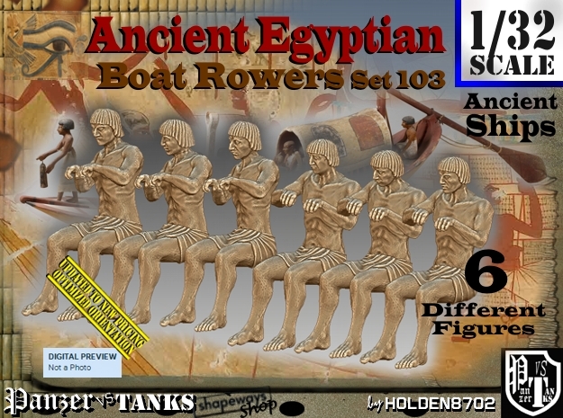 1/32 Ancient Egyptian Boat Rowers Set103 in White Natural Versatile Plastic