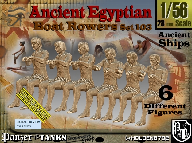1/56 Ancient Egyptian Boat Rowers Set103 in Tan Fine Detail Plastic
