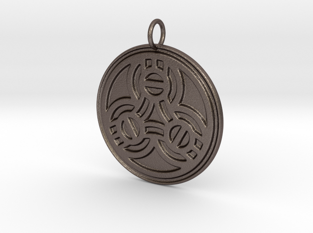 Borre Style Medallion with simple bail (steel) in Polished Bronzed-Silver Steel