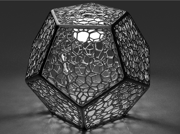 Voronoi Dodecahedron Light Shade in White Natural Versatile Plastic