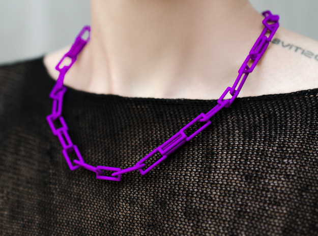 Geometric chain necklace in Purple Processed Versatile Plastic