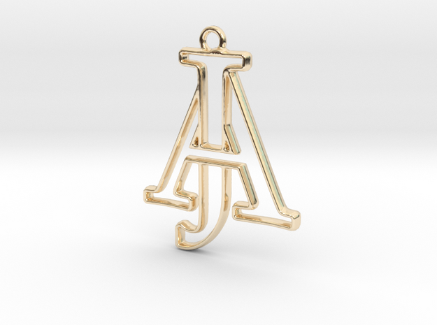 Monogram with initials A&J in 14k Gold Plated Brass