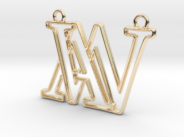 Monogram with initials A&W in 14k Gold Plated Brass