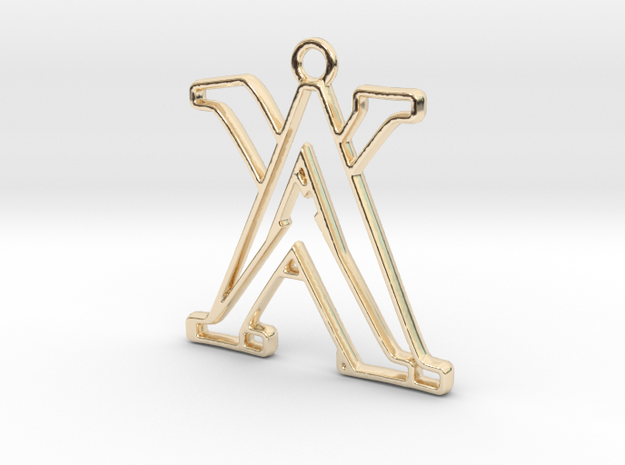 Monogram with initials A&X in 14k Gold Plated Brass