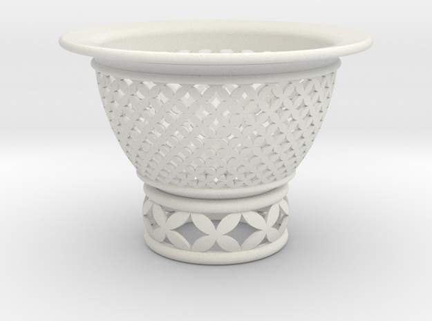 Neo Pot Woven Circles 4 in. in White Natural Versatile Plastic