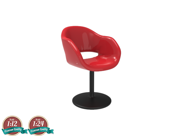 Miniature Busnelli Charme Chair - Revolving Base in White Natural Versatile Plastic: 1:12