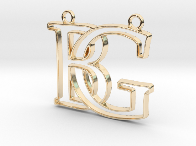 Monogram with initials B&G in 14k Gold Plated Brass