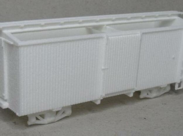 H0n30 22 foot Boxcar with 2 trucks (type 1A) in White Natural Versatile Plastic