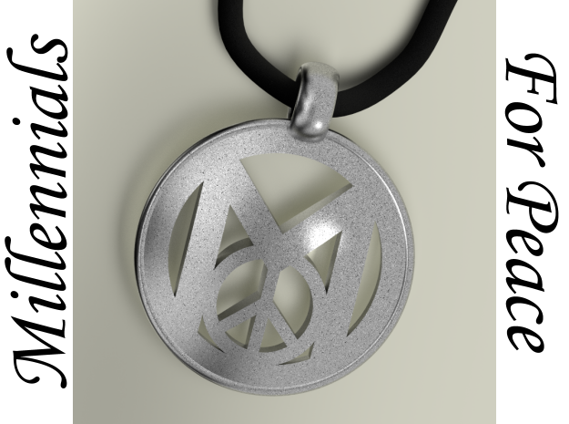 Millennial Peace Pendant (does not include cord) in Polished Bronzed Silver Steel