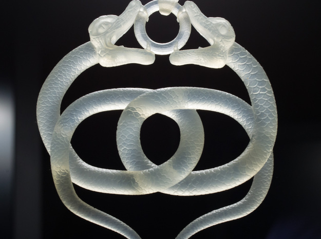 Double Snake Amulet in Smooth Fine Detail Plastic