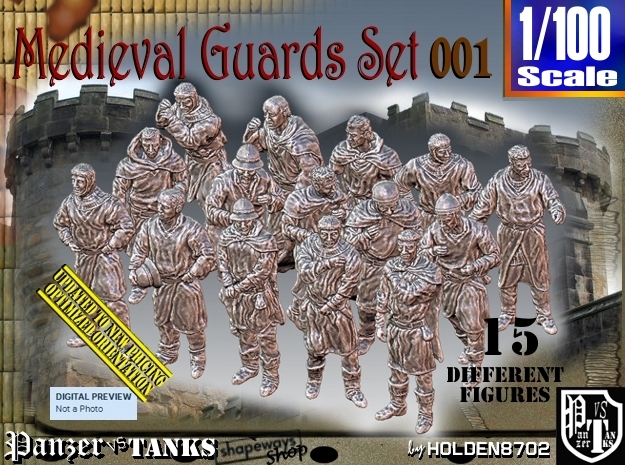 1/100 Medieval Guards Set001 in Tan Fine Detail Plastic