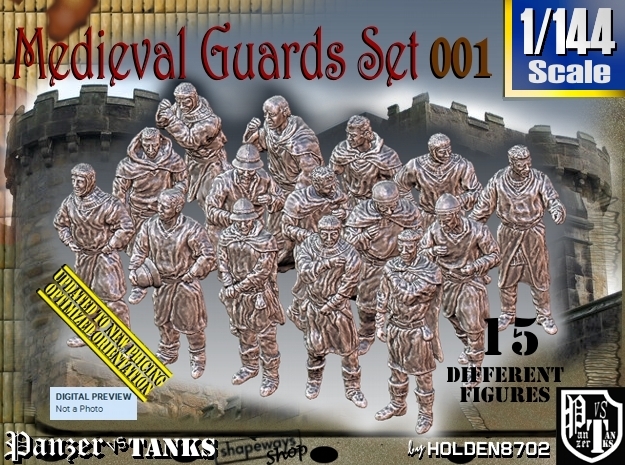 1/144 Medieval Guards Set001 in Tan Fine Detail Plastic