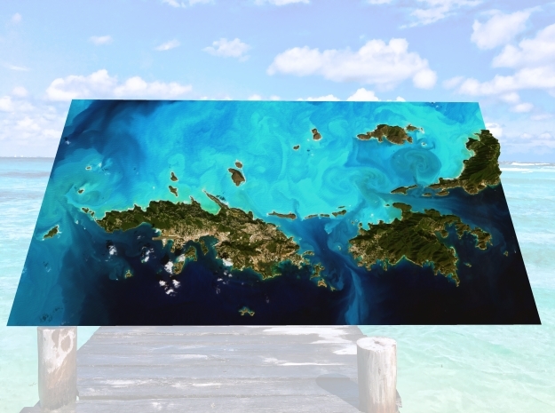 US Virgin Islands Topo Map - St. John / St. Thomas in Natural Full Color Sandstone