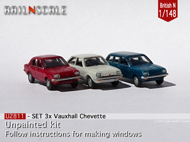 SET 3x Vauxhall Chevette (British N 1:148) in Tan Fine Detail Plastic