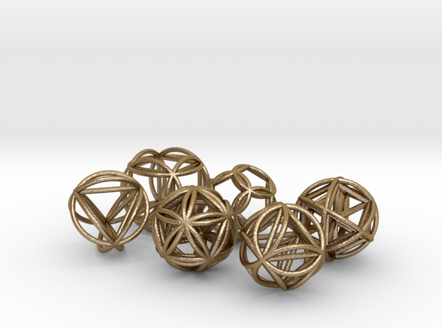 Metatronic Spheres w/ Nested Metatronic Solids  in Polished Gold Steel