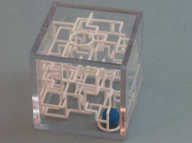 "Bare Bones" Two-Pack - Rolling Ball Maze in Case in White Natural Versatile Plastic