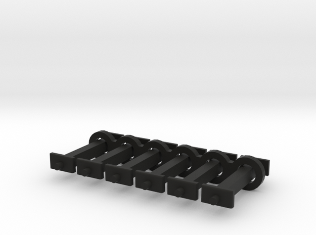 N Scale 12mm Fixed Coupling Drawbar x6 in Black Natural Versatile Plastic