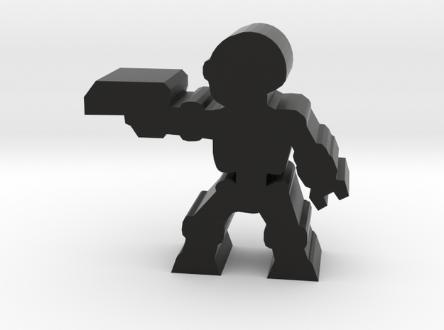 Game Piece, Killer Robot, aiming, pistol in Black Natural Versatile Plastic