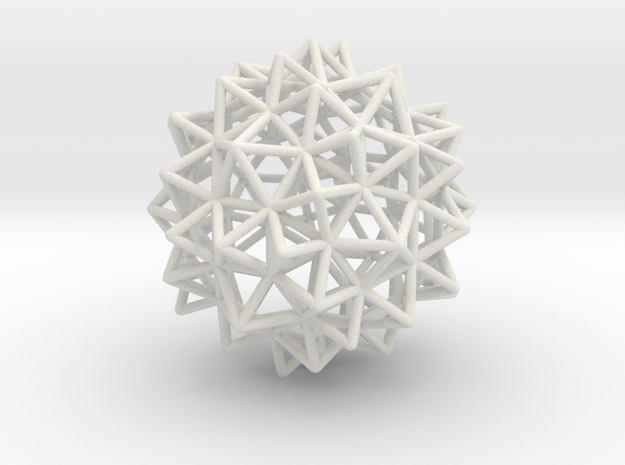 Stellated Rhombicosidodecahedron 2" in White Natural Versatile Plastic