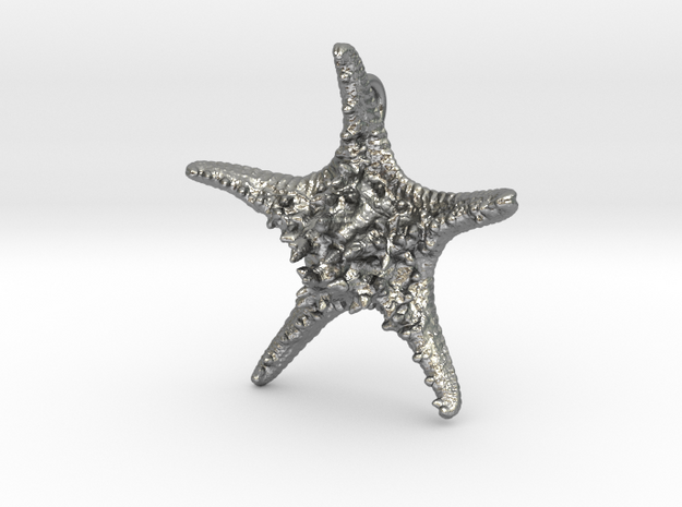 Knobby Starfish Pendant (Small, Solid) in Natural Silver