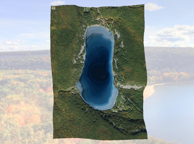 Devil's Lake Map - Bathymetry (1:9K) in Glossy Full Color Sandstone