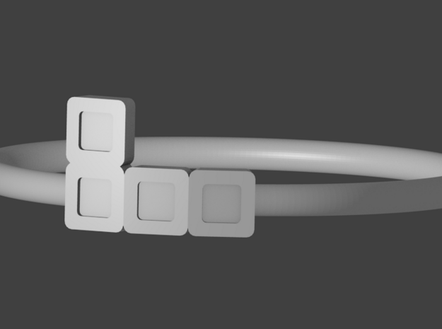 Block Puzzle Ring (Type-L) in White Natural Versatile Plastic