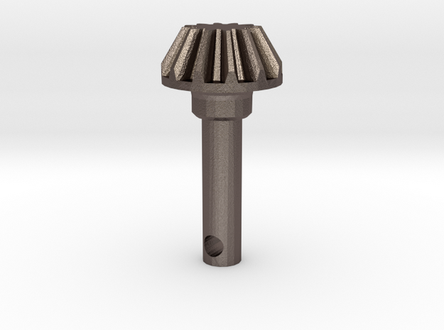 Small Bevel Gear Steel With Shaft Grub in Polished Bronzed Silver Steel