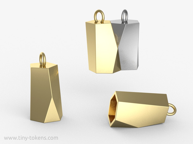 Scutoid Pendant - Version 2 (hollow) in Polished Brass