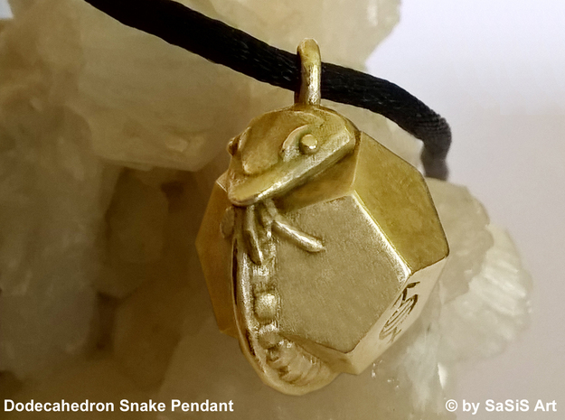 Dodecahedron Snake Pendant in Natural Bronze