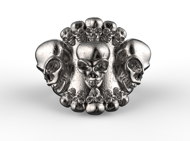 Multi Skulls Ring For Bikers And Lovers Can Be Per in Matte Black Steel