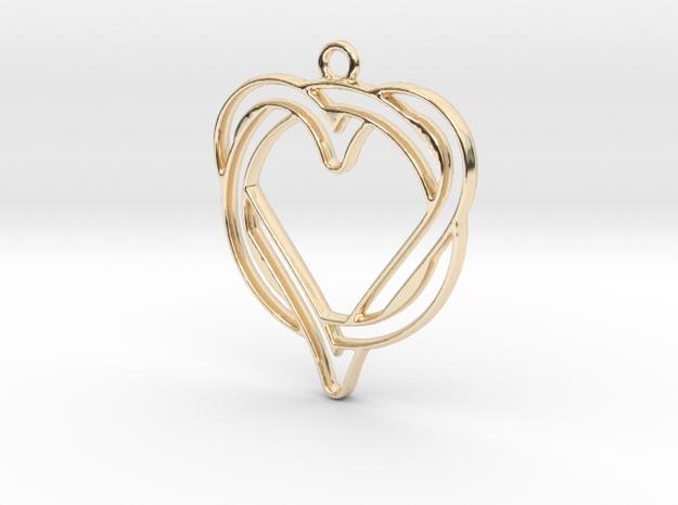 Circle and heart intertwined in 14k Gold Plated Brass