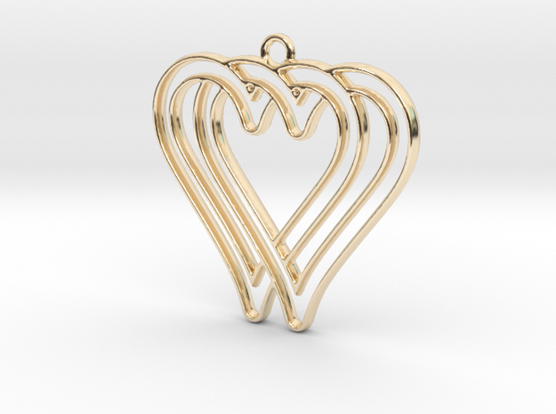 Two hearts intertwined in 14k Gold Plated Brass