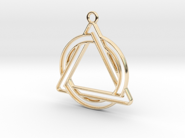 Circle and triangle intertwined in 14k Gold Plated Brass