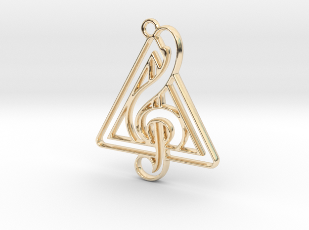 Treble Clef And triangle intertwined in 14k Gold Plated Brass