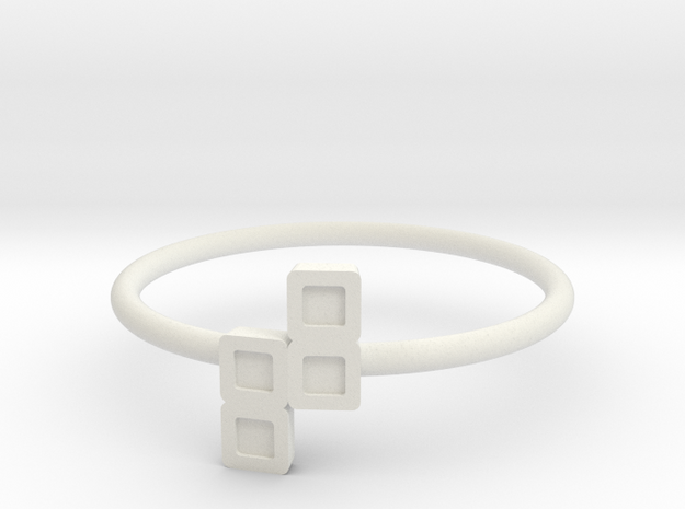 Block Puzzle Ring (Type-N) in White Natural Versatile Plastic