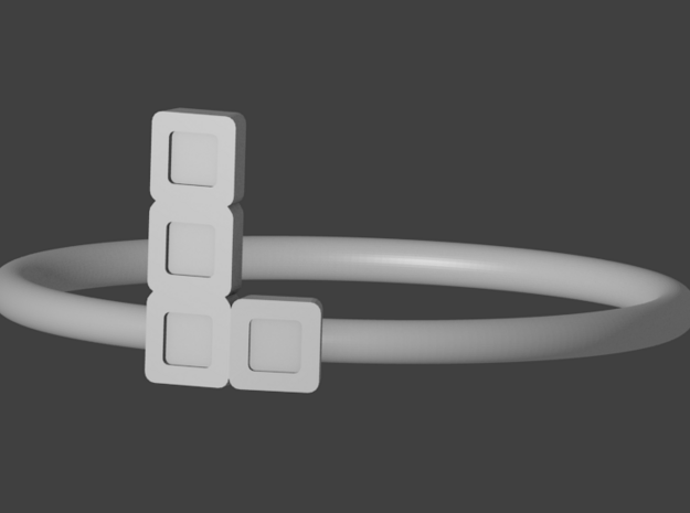 Block Puzzle Ring (Type-L3) in White Natural Versatile Plastic
