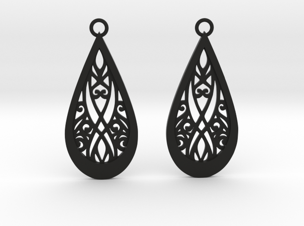 Elven earrings in Black Natural Versatile Plastic: Small
