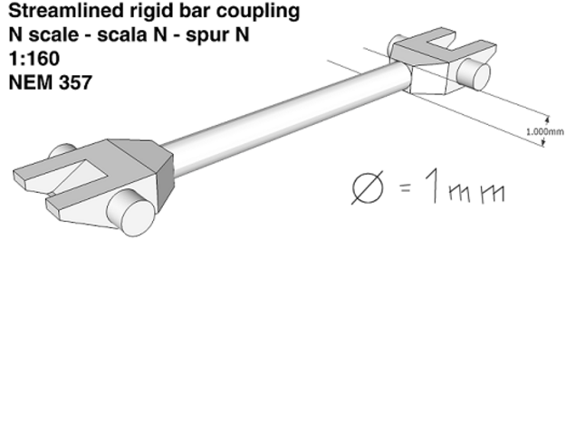 Spur N Kupplungsstange x 60 NEM 1:160 bar coupling in Tan Fine Detail Plastic