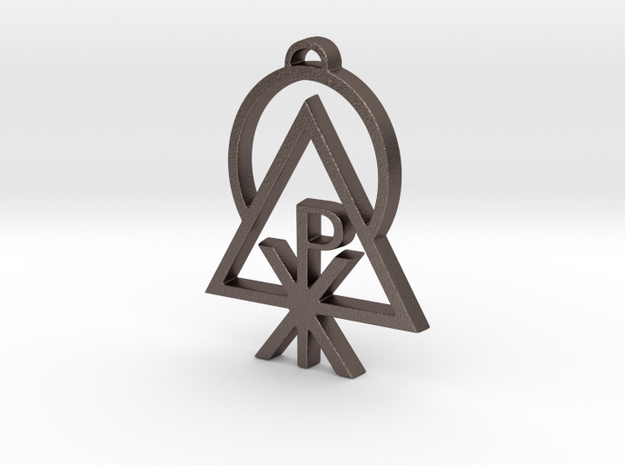 Sigil of the Logos (small Pendant) in Polished Bronzed-Silver Steel